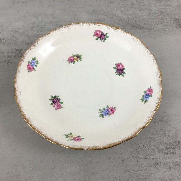 James Kent Floral Tea Cup Saucer Longton England Pink Blue Yellow Flowers - Picture 9 of 11